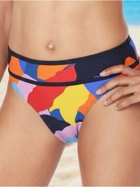 Nautica Multicolor Castaway Bikini Bottoms in Navy, Yellow, Red, Orange